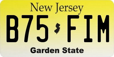 NJ license plate B75FIM