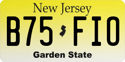 NJ license plate B75FIO