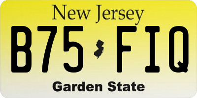 NJ license plate B75FIQ