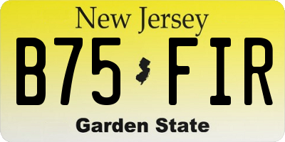 NJ license plate B75FIR