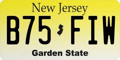 NJ license plate B75FIW