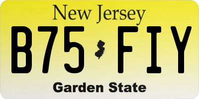 NJ license plate B75FIY