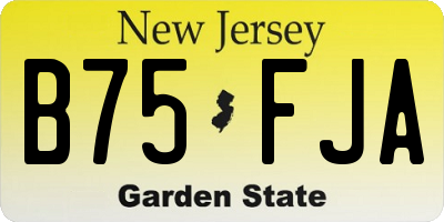 NJ license plate B75FJA
