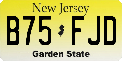 NJ license plate B75FJD