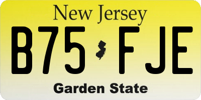 NJ license plate B75FJE