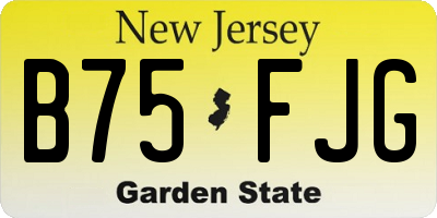 NJ license plate B75FJG