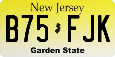 NJ license plate B75FJK