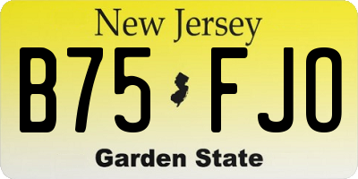 NJ license plate B75FJO