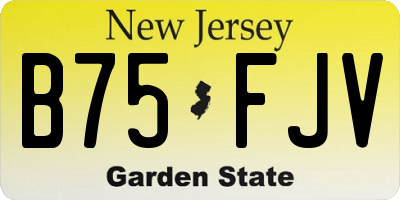 NJ license plate B75FJV