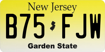 NJ license plate B75FJW