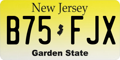 NJ license plate B75FJX