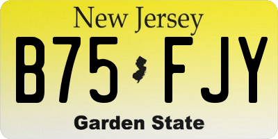 NJ license plate B75FJY