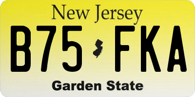 NJ license plate B75FKA