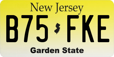 NJ license plate B75FKE