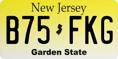 NJ license plate B75FKG