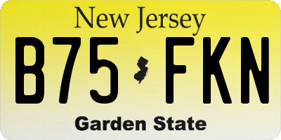 NJ license plate B75FKN