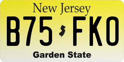 NJ license plate B75FKO