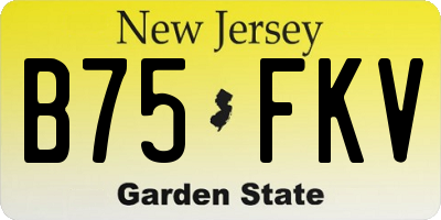 NJ license plate B75FKV