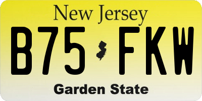 NJ license plate B75FKW