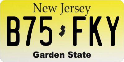 NJ license plate B75FKY