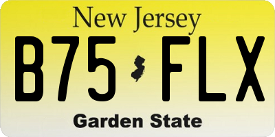 NJ license plate B75FLX