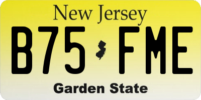 NJ license plate B75FME
