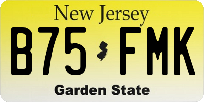 NJ license plate B75FMK