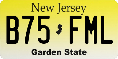 NJ license plate B75FML
