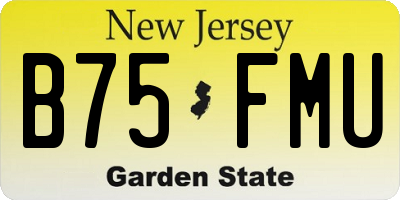 NJ license plate B75FMU