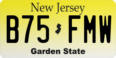 NJ license plate B75FMW