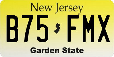 NJ license plate B75FMX