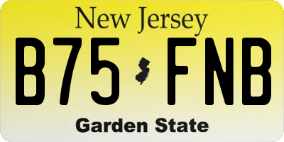 NJ license plate B75FNB