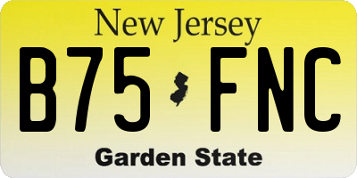 NJ license plate B75FNC