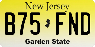 NJ license plate B75FND