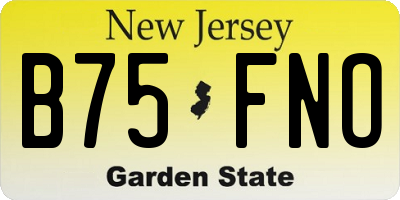 NJ license plate B75FNO