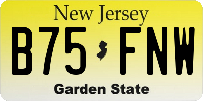 NJ license plate B75FNW