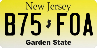 NJ license plate B75FOA