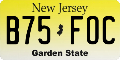NJ license plate B75FOC