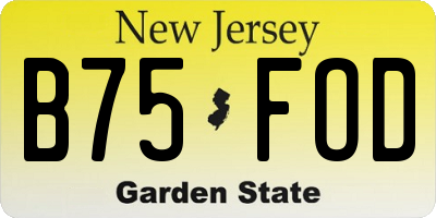 NJ license plate B75FOD