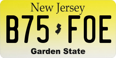 NJ license plate B75FOE