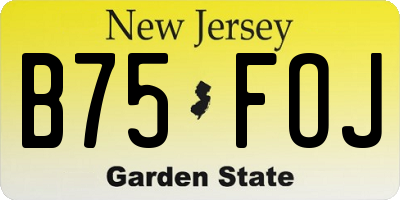 NJ license plate B75FOJ
