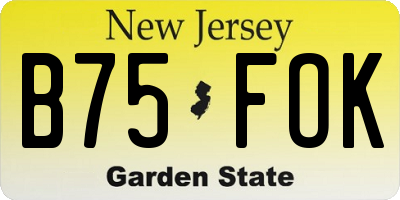 NJ license plate B75FOK
