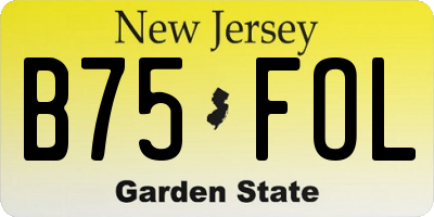 NJ license plate B75FOL