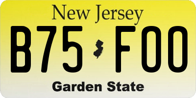NJ license plate B75FOO