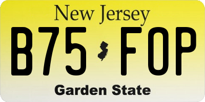 NJ license plate B75FOP