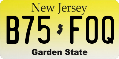 NJ license plate B75FOQ