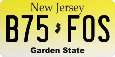 NJ license plate B75FOS