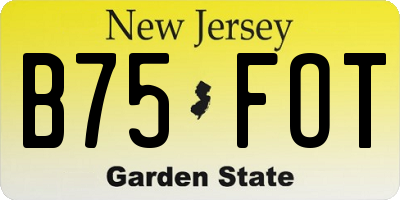 NJ license plate B75FOT