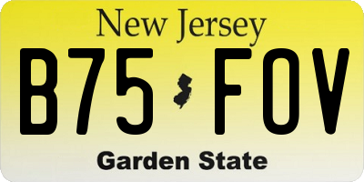 NJ license plate B75FOV
