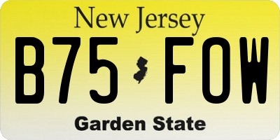 NJ license plate B75FOW